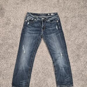 Miss Me Distressed Blue Cropped Jeans